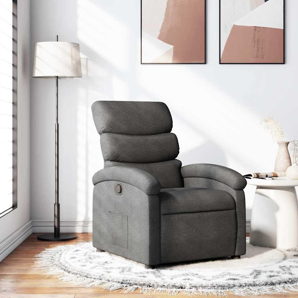 vidaXL Manual Recliner Chair for Adults, Single Home Theater Seating with Lumbar Support & Adjustable Backrest/Footrest, Modern Reclining Sofa for Living Room, Dark Gray Fabric